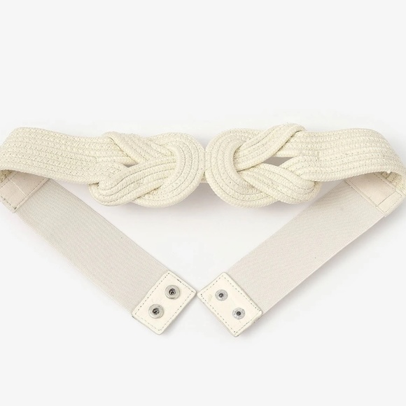Luxe Cream Knot Snap Button Stretchy Belt - Picture 2 of 4